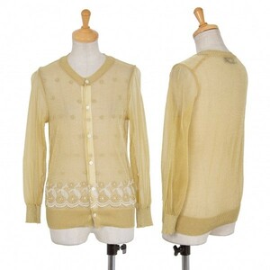  Toriko Comme des Garcons tricot COMME des GARCONS embroidery see-through cardigan Gold S rank [ lady's ]