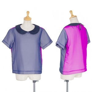  Toriko Comme des Garcons Toriko special l chiffon cotton inside bai color tops blue purple S [ lady's ]