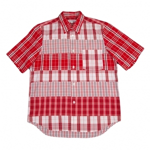  Junya Watanabe man Comme des Garcons multi check switch short sleeves shirt red white M [ men's ]