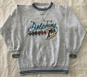 ドルフィンズ　スウェット　マイアミドルフィンズ　前Ｖ　トレーナー　メジャーリーグ　古着　MLB　90s 