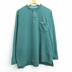 XL/古着 長袖 ビンテージ Tシャツ メンズ 00s TYNDALE FRMC 胸ポケット付き 大きいサイズ ヘンリーネック 緑 グリーン 22mar16 中古