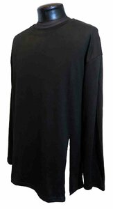 新品 レディース XLサイズ 裾スリット入り 長袖Tシャツ 1106 黒 ブラック BLACK ユニセックス メンズ Mサイズ オーバーサイズ ビッグサイズ