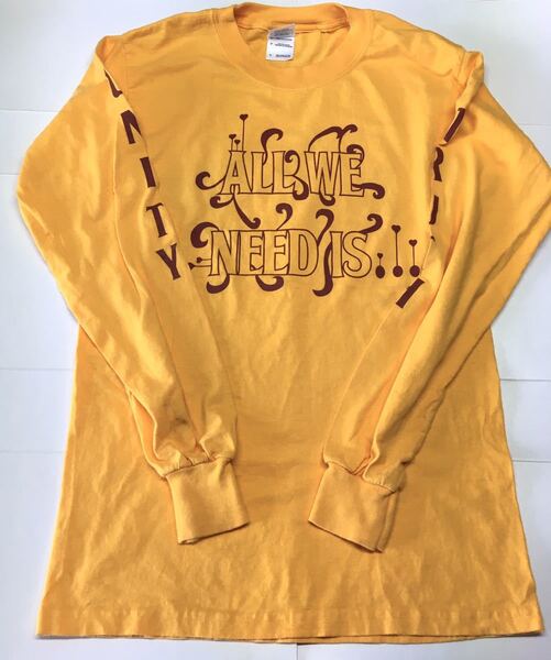 【アメリカ合衆国インポート物古着】GILDAN 長袖Tシャツ(メンズSサイズ・山吹色/濃い黄色)