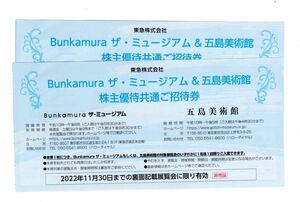Bunkamura（最新 ）ザ・ミュージアム★株主優待共通ご招待券　２枚セット普通郵便込み　