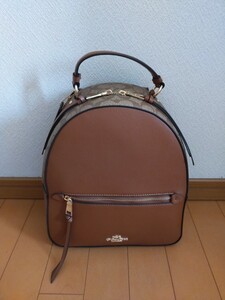 新品 レディース COACH リュック バッグパック ブラック シグネチャー 茶 ブラウン