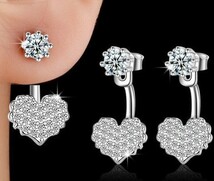 ▼極上逸品▼【厳選】★☆ハート型ダイヤモンドピアス☆★※合計2ct※★プラチナ仕上★_画像2