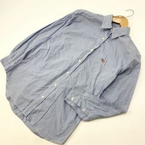 ポロジーンズ ラルフローレン ☆ POLO JEANS レディース ストライプ シャツ S ブルー系 アメカジ ボーイズ感 古着 背中に薄じみ■FE150