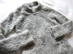 WOOLRICH　ウールリッチ　モヘア　アルパカ混　ジップアップ　ニット　カーディガン　XSサイズ　グレー　ジャケット　ブルゾン　モコモコ