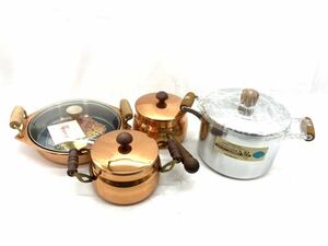 銅製鍋 両手鍋 片手鍋 調理器具 ダイヤルアルミ　シルバーストーン加工厚底鍋等おまとめ