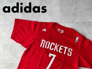 ☆送料無料☆ adidas アディダス USA直輸入 古着 半袖 NBA ヒューストン・ロケッツ ジェレミー・リン Tシャツ メンズ S レッド トップス