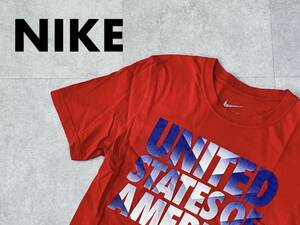 ☆送料無料☆ NIKE ナイキ USA直輸入 古着 半袖 サッカー アメリカ代表 Tシャツ スリムフィット メンズ M レッド トップス 中古 即決