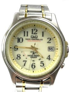 G267-O13-819 CITIZEN シチズン RADIO CONTROLLED Q&Q HG00-203 電波ソーラー メンズ腕時計 稼動 ①◎