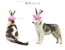 【ピンク】猫犬 誕生日 プレゼント 子供 帽子 ケーキ ロウソク ぬいぐるみ_画像5
