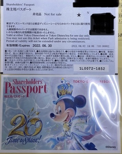 東京ディズニーランド 日付指定 2022年6月17日　入園券　株主用パスポート