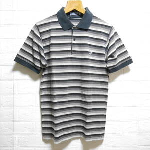 F26 □ FRED PERRY □ フレッドペリー　ポロシャツ　グレー/ボーダー系　中古　サイズＭ