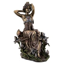 アールヌーボー夢見る乙女の像-ブロンズ風 美しい花の女性彫刻-アルフォンスミュシャ作彫像（輸入品_画像1