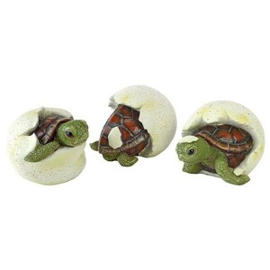 デザイン・トスカノ製 タマゴの殻から出た、カメの三つ子の赤ちゃん 彫像 彫刻(輸入品