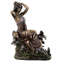 アールヌーボー夢見る乙女の像-ブロンズ風 美しい花の女性彫刻-アルフォンスミュシャ作彫像（輸入品_画像4