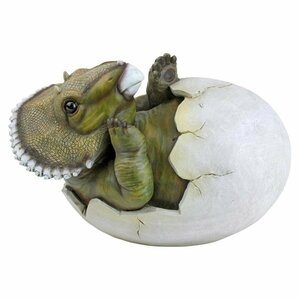 トリケラトプスの赤ちゃん 恐竜の卵 彫像置物 インテリア彫刻 恐竜フィギュア/庭園（輸入品）