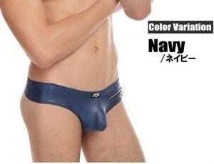  free shipping men's underwear T-back leather ntsumokoli leather T-back man underwear leather taste H0045 navy LL