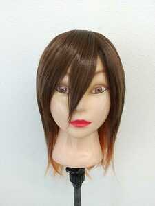  two-tone color -. full wig # medium Wolf, Brown × orange # cosplay wig # gradation color manner # tea color 