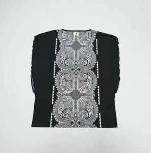 ( unused lady's ) Bou Jeloudb-ju Roo do// French sleeve stretch tops tunic ( black ) size F (M~L)