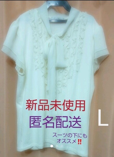 今日のみ価格☆美容&恋愛運または健康運UP天然石プレゼント付!【新品未使用】シフォンリボン ブラウス カットソー