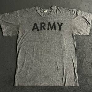 * включая доставку USA производства 90 годы US ARMY PFU футболка L~XL. серый вооруженные силы США короткий рукав милитари тренировка Vintage б/у одежда *