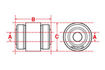 AMTECS アムテックス 交換用ブッシュ/ボールジョイント ボルト径16.3mm 幅57.18mm 外径66.7mm ジープ ラングラー TJ 1997～2006_画像2