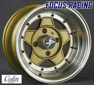 [COLIN PROJECT] 旧車ホイール 1本 フォーカスレーシング ファイブ ゴールド 14×9.0J 4H PCD114.3 -25