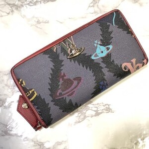 ヴィヴィアンウエストウッド 長財布 レッド グレー ラウンドファスナー ブラック ゴールド Vivienne Westwood #B158