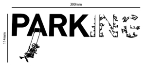 自作カッティングステッカー バンクシー 超精密 ステッカー「Girl Park Swing Wall」300×114mm ネコポス対応可能 同梱可[S-295]