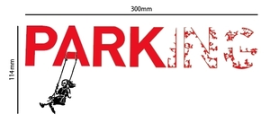 自作カッティングステッカー 精密 二色 貼り合わせ バンクシー 「Girl Park Swing Wall」300×114mm ネコポス対応可能 同梱可[S-294]