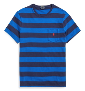 即決！送料無料 Polo RalphLauren ポロ ラルフローレン ボーダーTシャツ カスタム スリムフィット BLUE/NAVY　M