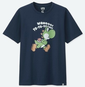 2019 絶版品 UNIQLO×スーパーマリオ コラボ Tシャツ UT『ヨッシー』半袖 紺 前プリント L※未開封品/未使用品/商品タグ付き/キュート/元気