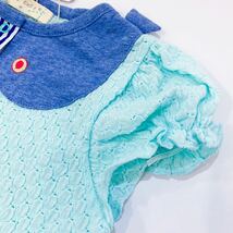 【新品未使用】baby cheer ベイビーチアー 半袖シャツ ミント ブルー お魚 スナップボタン ストライプ ドット ポケット 前開き トップス_画像5