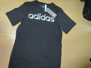 adidas Junior short sleeves T-shirt cotton 100% BK 140. new goods * settlement of accounts sale *.