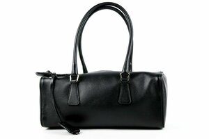 【美品】PRADA プラダ サフィアーノレザー ミニボストンバッグ ブラック ブランド鞄【LV7】