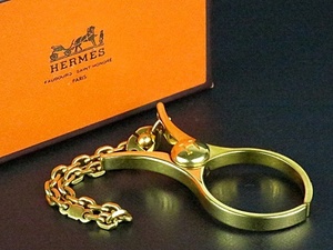 【超美品】HERMES エルメス グローブホルダー ゴールド 高級ブランド 服飾雑貨 小物 アクセサリー 箱付き Hロゴ【CZ10】