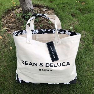 DEAN&DELUCA ディーン&デルーカ ハイビスカス柄 ハワイ キャンバス トートバッグ タグ付き