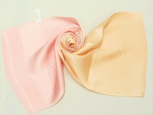 まゆの四季/新品/正絹/地模様入り/夏/絽帯揚げ-暈し染め-20-16杏色/ピンク