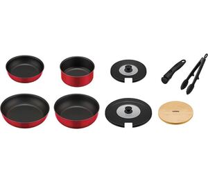 サーモス THERMOS デュラブルシリーズ 取っ手のとれる フライパン 9点セット 2セット レッド KSA-9A R