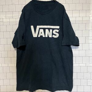 送料込み　ヴィンテージ　アメリカ輸入　バンズ　VANS プリントTシャツ　紺 半袖Tシャツ Tシャツ Tee