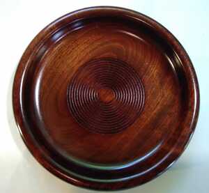 高級 ◆天然木 丸盆 浅菓子鉢◆ 直径21cm 重厚 未使用