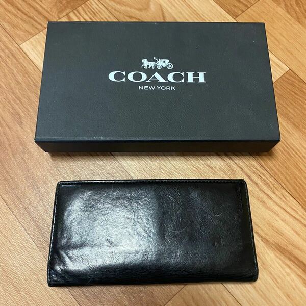 COACH 長財布　レザー　メンズ　ブラック　中古