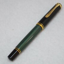 訳有品・保管品 Pelikan ペリカン 万年筆 吸入式 SOUVERAN GERMANY スーベレーン 14C-585 M グリーン×ブラック×ゴールド ネーム刻印あり_画像2