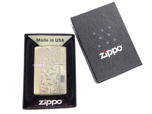 ジッポー ZIPPO スターリングシルバー ライター 銀製 2003 フローラル 草花 彫刻 USA【返品OK】