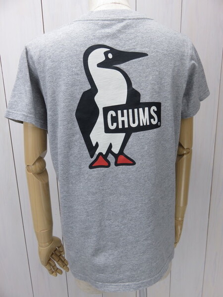 【送料無料・即決価格】CHUMS チャムス 半袖Tシャツ バックビッグプリント グレー M