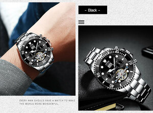  【日本未発売品】最落なし【TEVISE】新作モデル デイトジャスト 腕時計 Luxury Brand 自動巻き ブラック オマージュ kori
