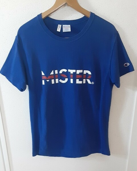 MR.GENTLEMAN × Champion REVERSE WEAVE Tシャツ　MISTER LOGO BLUE